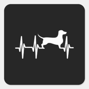 Dachshund Doxie Weenie Heartbeat Dog Mum Dad Pet Square Sticker