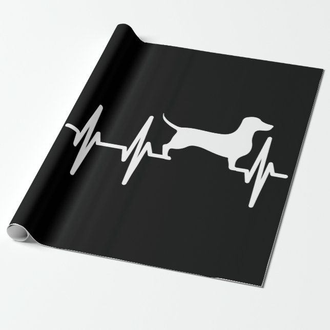 Dachshund Doxie Weenie Heartbeat Dog Mum Dad Pet Wrapping Paper (Unrolled)