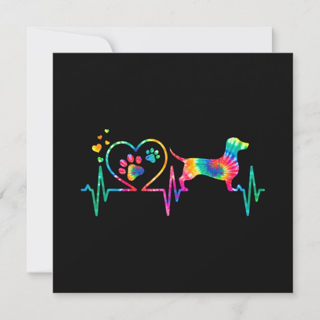Dachshund Doxie Weenie Mum Dad Heartbeat Gift Invitation (Front)