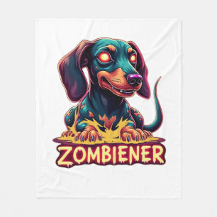 Dachshund Doxie Wiener Sausage Zombie Dog Hallowee Fleece Blanket