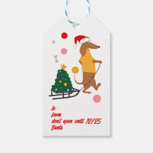 Dachshund Doxie Winnie Dog Puppy Bright Christmas Gift Tags
