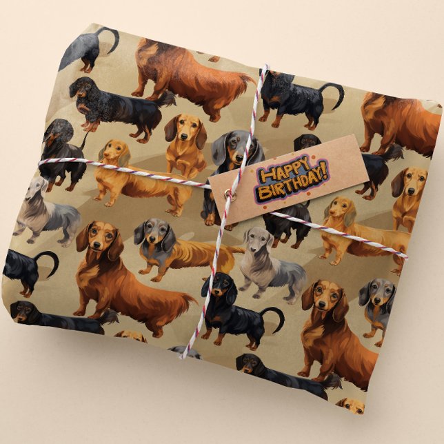 Dachshund Dreams...Lively seamless pattern Wrapping Paper (Creator Uploaded)