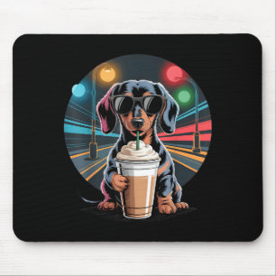 Dachshund drinking iced coffee animal dog meme mouse mat