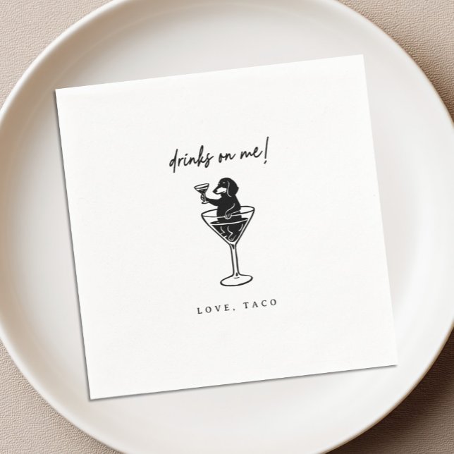 Dachshund Drinks On Me Cocktail Napkins (Creator Uploaded)