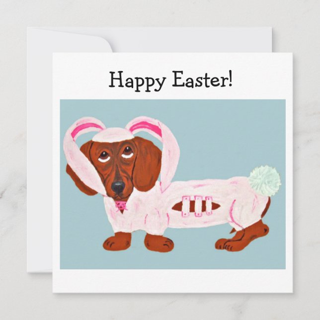 Dachshund Easter Bunny Card (Front)