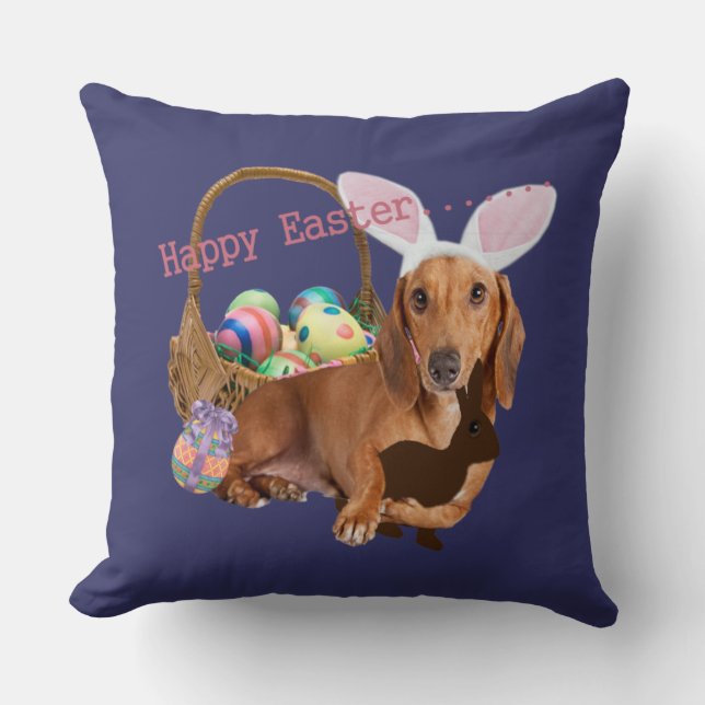 Dachshund Easter Bunny Cushion (Front)