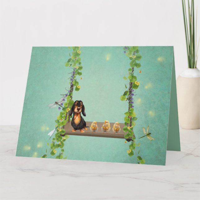 Dachshund Easter Greeting Card (Front)