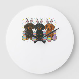Dachshund Easter T-Shirt Large Clock