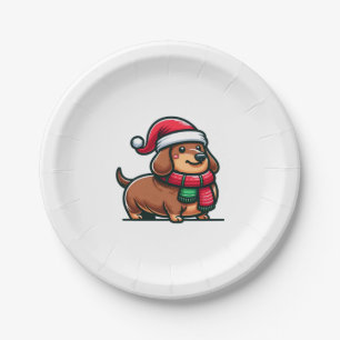 Dachshund Elegance Christmas Anticipation Classic Paper Plate