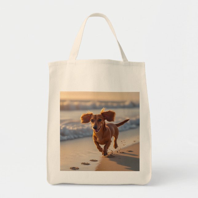 Dachshund Elegant Grocery Tote Bag (Front)