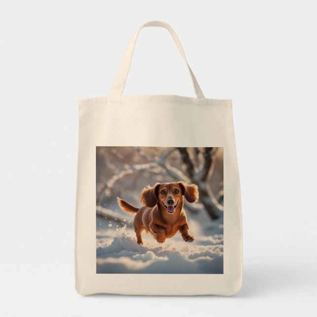 Dachshund Elegant Grocery Tote Bag (Front)