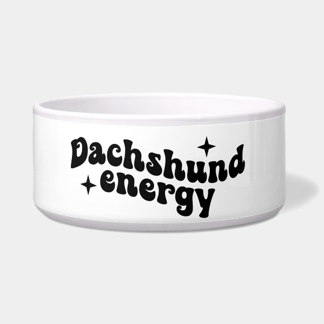 Dachshund Energy Ceramic Dog Bowl (Left)