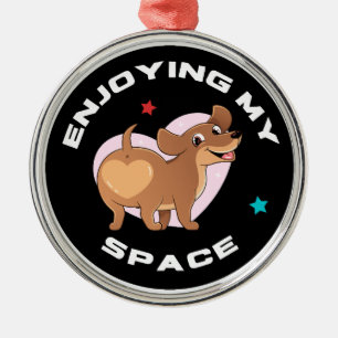 Dachshund Enjoy My Space Metal Tree Decoration