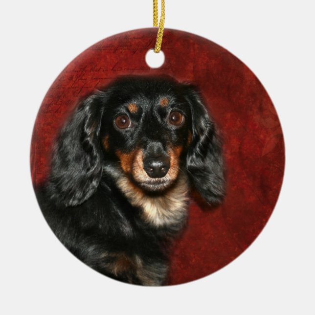 Dachshund face ceramic tree decoration (Front)