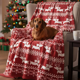 Dachshund Fair Isle Ugly Christmas Sweater Blanket