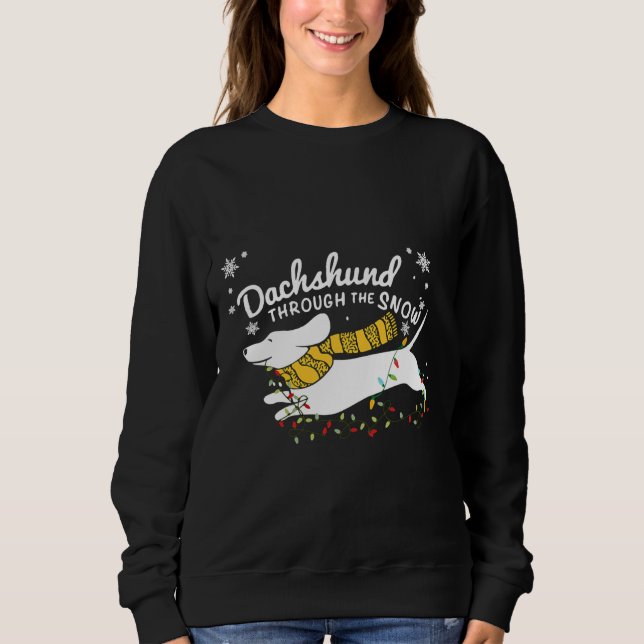 Dachshund Fairy Lights Through The Snow Sweatshirt (Front)