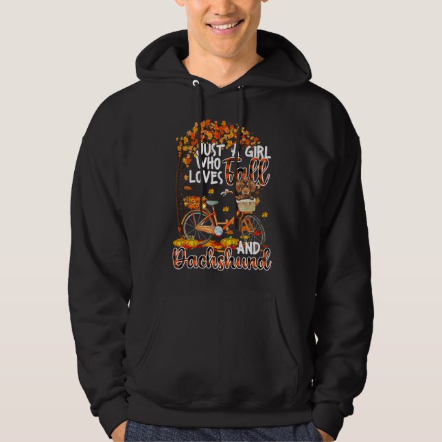 Dachshund Fall Funny Dog Owner Bicycle Hoodie (Front)