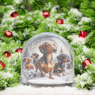 DACHSHUND FAMILY SNOW GLOBE