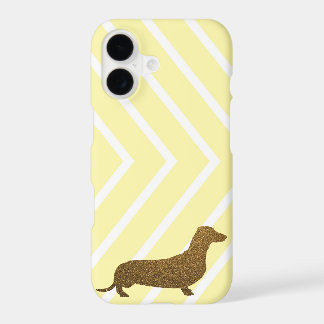 Dachshund Faux Glitter | Dog Icon Yellow Stripe