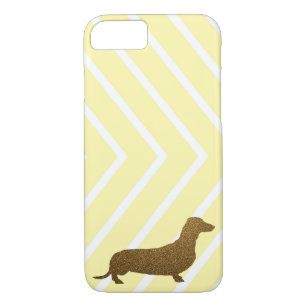 Dachshund Faux Glitter   Dog Icon Yellow Stripe iPhone 8/7 Case
