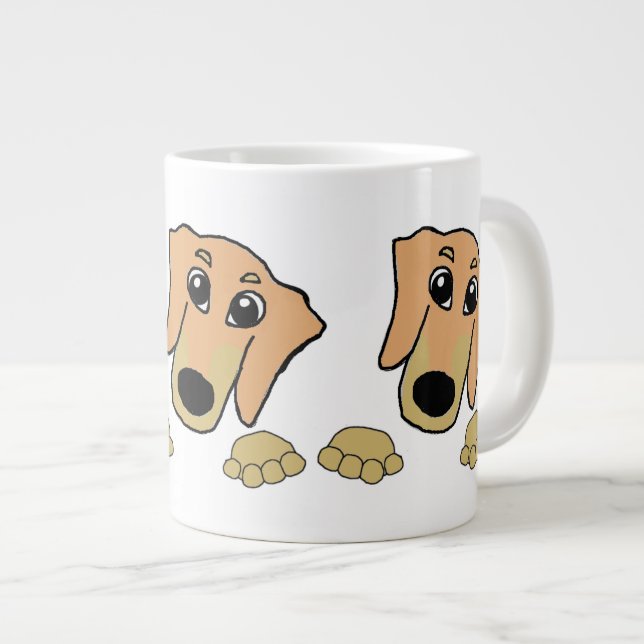 dachshund fawn and tan peeking cartoon large coffee mug (Front Right)
