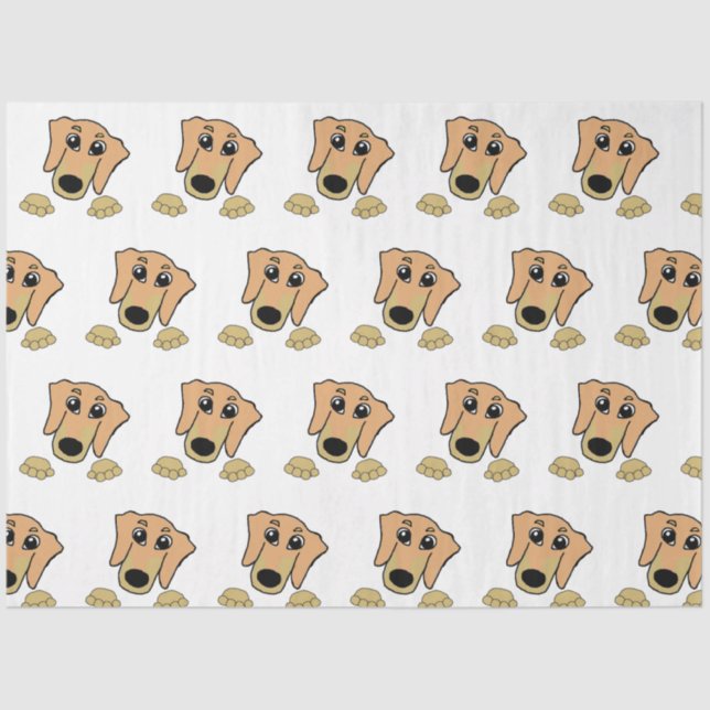 dachshund fawn and tan peeking cartoon tissue paper (Front)