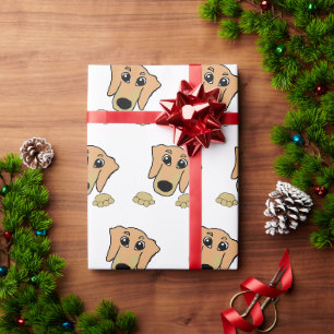 dachshund fawn and tan peeking cartoon wrapping paper