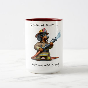 Dachshund Fire Fighter Two-Tone Coffee Mug