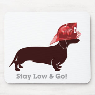 Dachshund Firefighter "Stay Low" Mouse Mat
