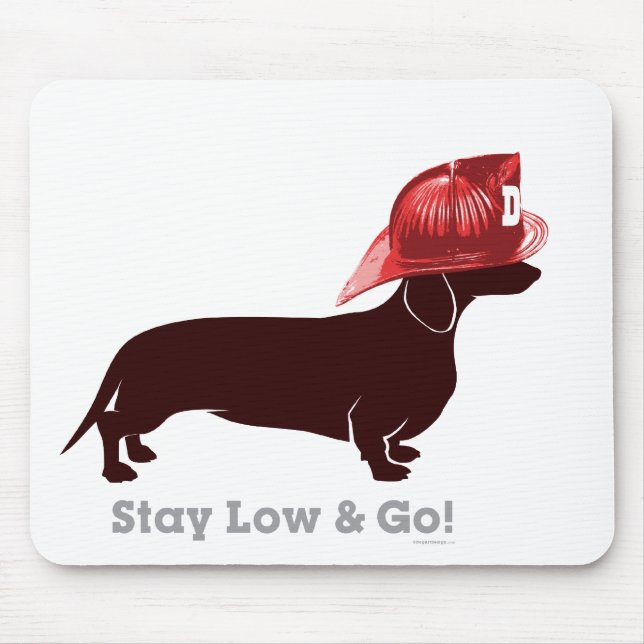 Dachshund Firefighter "Stay Low" Mouse Mat (Front)