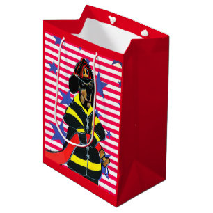 DACHSHUND FIREMEN MEDIUM GIFT BAG