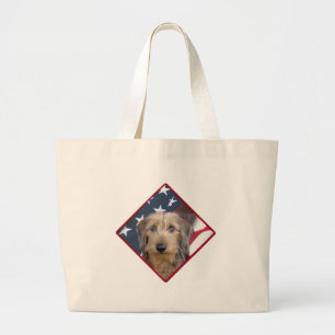 Dachshund Flag 2 Large Tote Bag