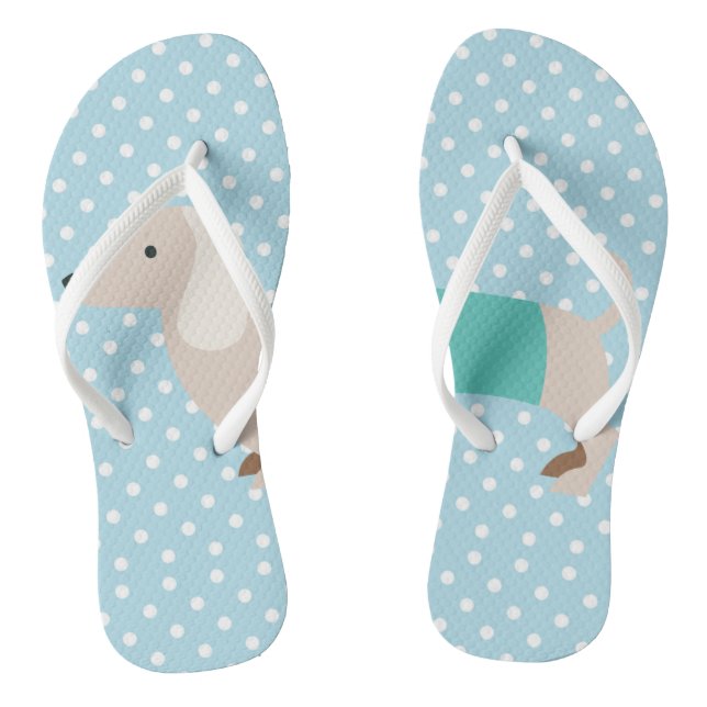 Dachshund Flip Flops Cute Wiener Dog Beach Shoes (Footbed)