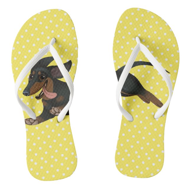 Dachshund Flip Flops Wiener Dog Shoes (Footbed)
