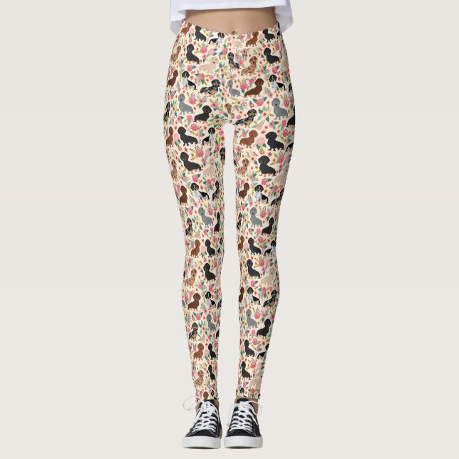 Dachshund floral dog leggings (Front)