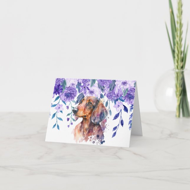 Dachshund Floral Greeting Card (Front)