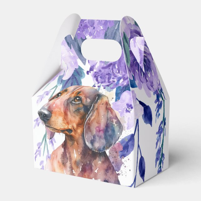 Dachshund Floral Party Favour Box (Front Side)