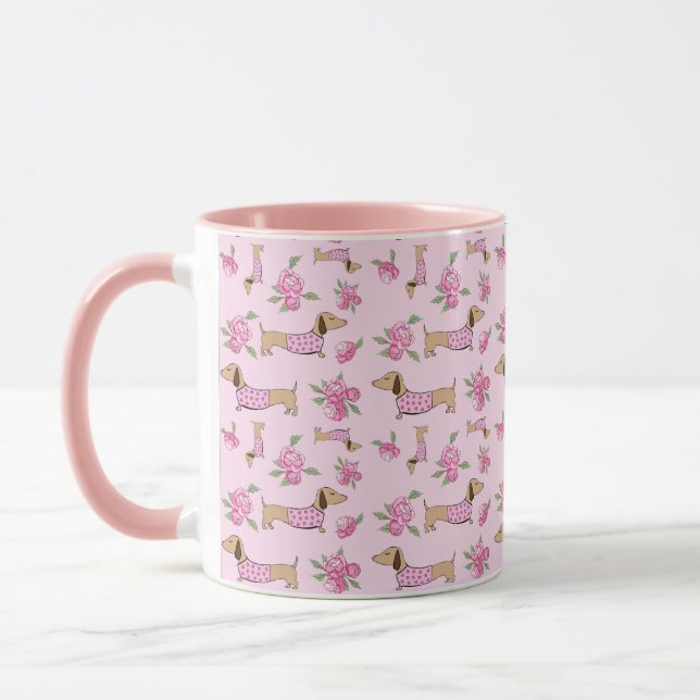 Dachshund Floral Peonies for Tea Mug Doxie Moms (Left)