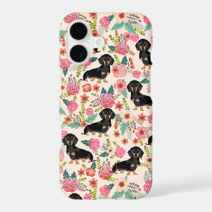 Dachshund Florals dog black and tan