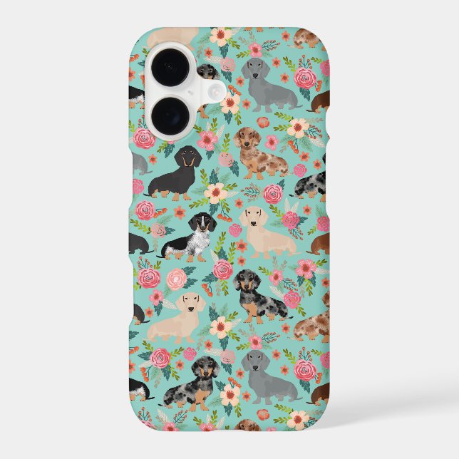 dachshund florals  mint (Back)