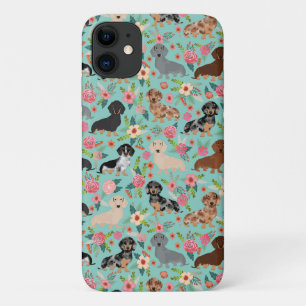 dachshund florals mint iPhone 11 case