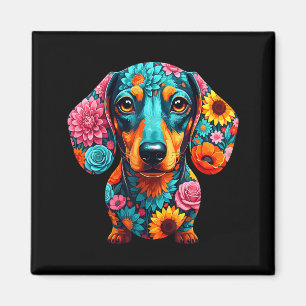 Dachshund Flower Funny Dog Magnet