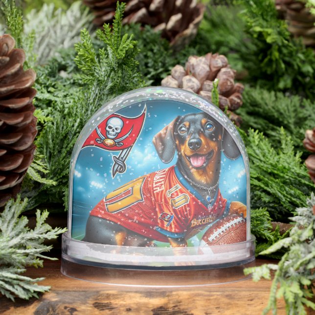DACHSHUND FOOTBALL PLAYER SNOWGLOBE (Winter)