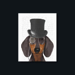 Dachshund, Formal Hound and Hat Canvas Print<br><div class="desc">Dachshund,  Formal Hound and Hat by FabFunky. Features a dapper dachshund wearing a fun top hat and monocle. | 191404D</div>
