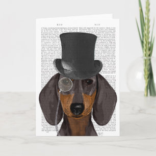 Dachshund, Formal Hound and Hat Card