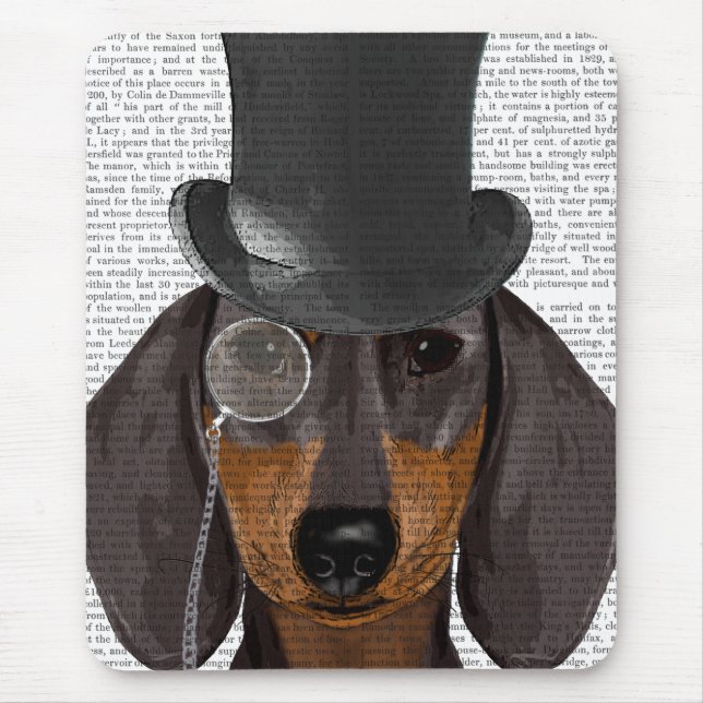 Dachshund, Formal Hound and Hat Mouse Mat (Front)