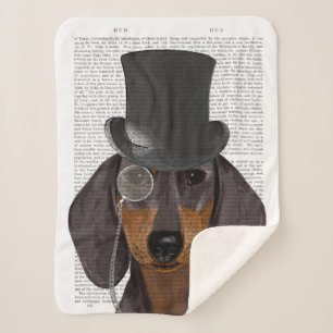 Dachshund, Formal Hound and Hat Sherpa Blanket