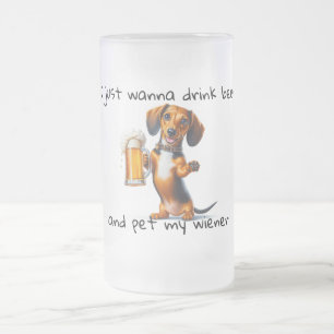 Dachshund Frosted Glass Beer Mug