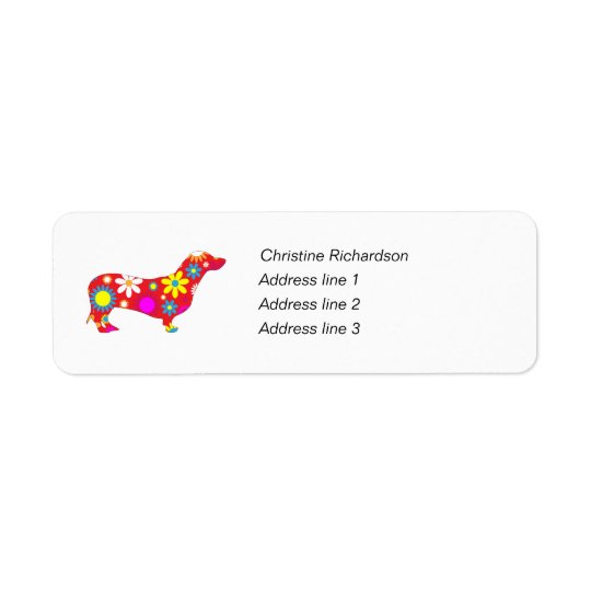 Dachshund funky retro floral flowers cute custom return address label