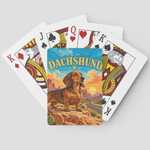 Dachshund, Geometric Mosaic Playing Cards